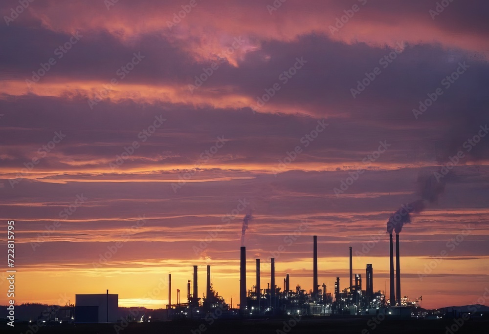 Smoke from heating station in big city during winter season at sunset. Smokestack pipes emitting co2 from coal thermal power plant into atmosphere. Air pollution and emission ecology problem concept Smoke from heating station in big city during winter season at sunset. Smokestack pipes emitting co2 from coal thermal power plant into atmosphere. Air pollution and emission ecology problem concept