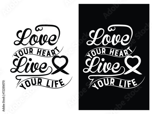 Heart disease awareness typography colorful vector design for print on demand  Heart disease awareness t-shirt design