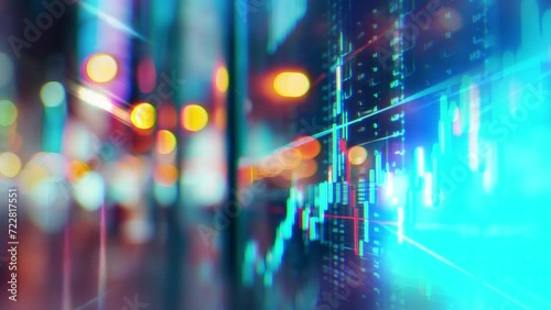 Breakdown of stock market trends. stock chart displayed on a wall. Illustrate financial analysis, market trends, or investment strategies