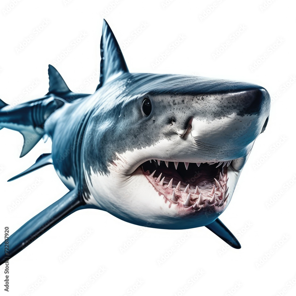 Fototapeta premium great shark with Sharp teeth isolated on white background with clipping path include