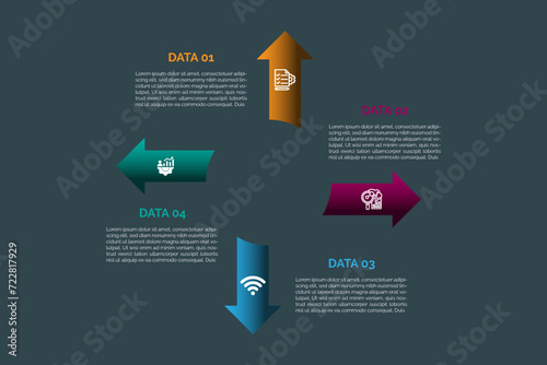 Steps business data visualization timeline process infographic template design with icons.