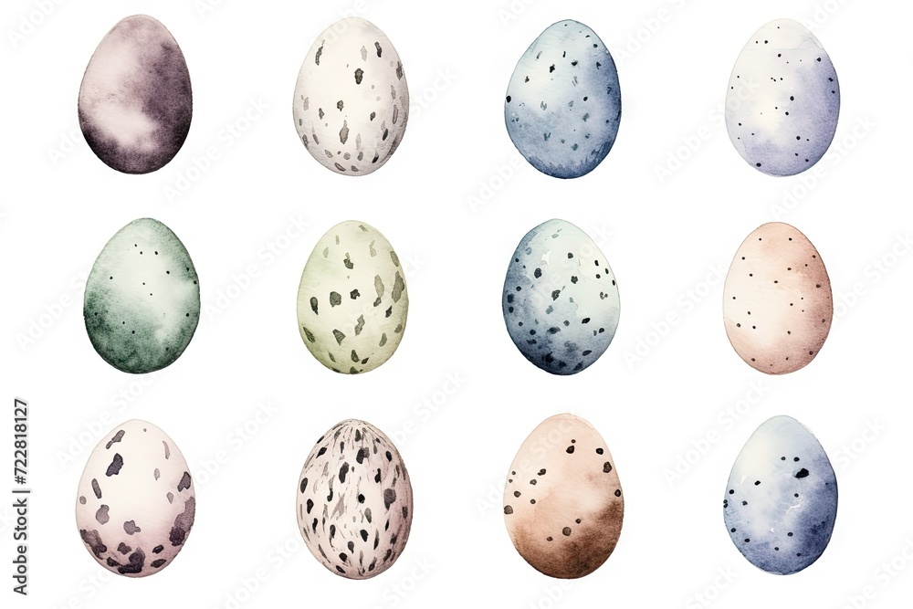 Watercolor Bird Eggs, Watercolour Easter Elements, Hand Drawn Water Color Bird Egg Isolated Watercolor Bird Eggs, Watercolour Easter Elements, Hand Drawn Water Color Bird Egg Isolated