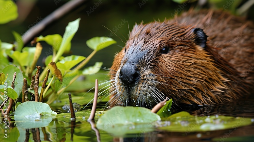 shot of a wild beaver on nature background, nature series. shot of a wild beaver on nature background, nature series.