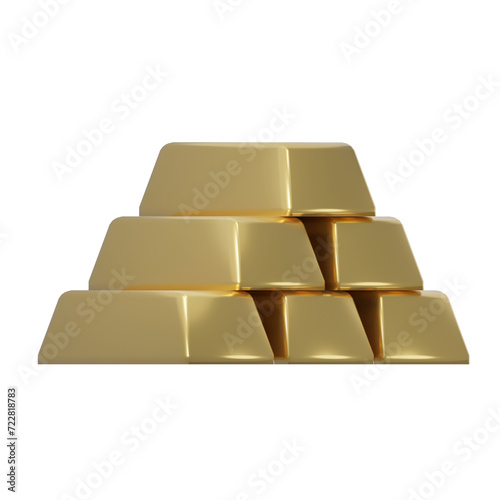 Gold bar isolated on transparent background. 3D rendering