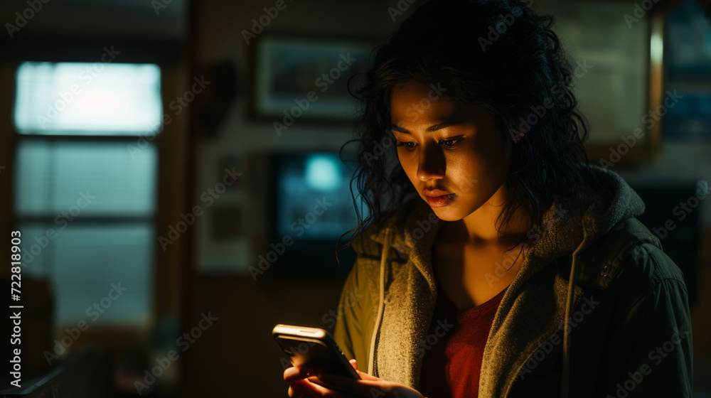 Woman using smartphone at home. Woman using smartphone at home.