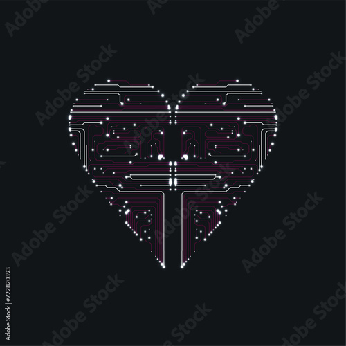 Circuit board in the shape of a heart.