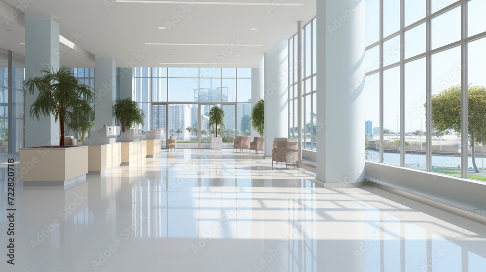 Fototapeta premium Motion Blur Shot Of Medical Staff Wearing Scrubs In Busy Hospital Corridor