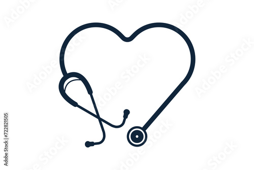 Stethoscope Heart Vector, Medical Stethoscope Heart Shape Vector, Stethoscope Pulse Vector, Heart Health Stethoscope Icon, Medical tools Vector, Stethoscope typography, Doctor, Nurse, Doctor © Design Everytime