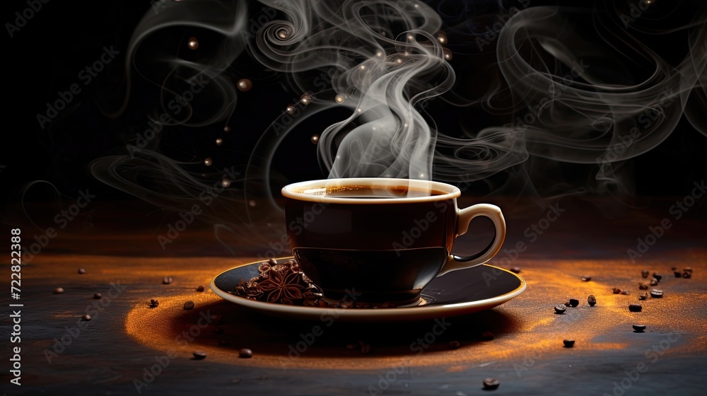 Inviting steam, aromatic coffee, comforting, flavorful, indulgence, inviting aroma, hot beverage. Generated by AI. - obrazy, fototapety, plakaty 