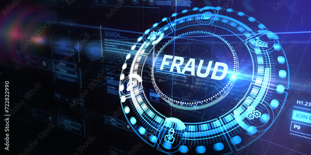 Obraz premium Fraud Alert Caution Defend Guard Notify Protect Concept. 3d illustration