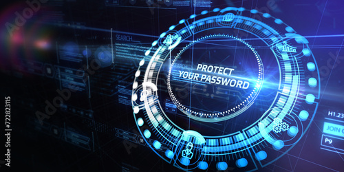 Secure internet access and personal information security. PROTECT YOUR PASSWORD. 3d illustration