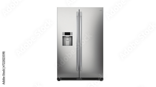 a silver refrigerator with two doors