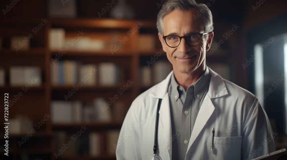 Smiling doctor standing in medical practice