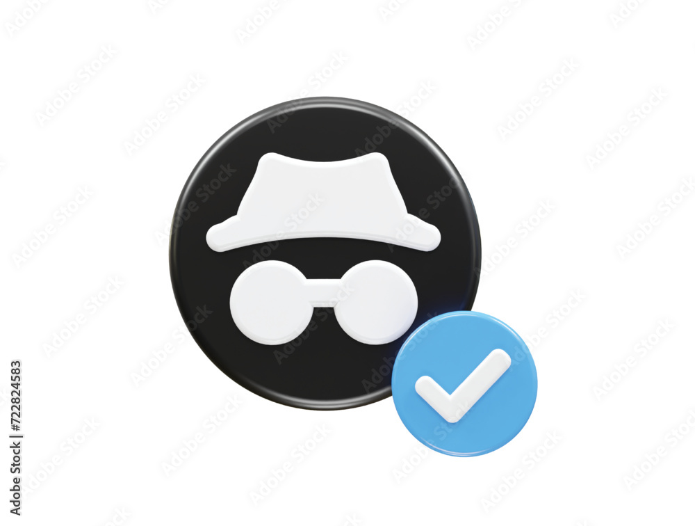 Incognito privacy icon render element 3d illustration Incognito privacy icon render element 3d illustration