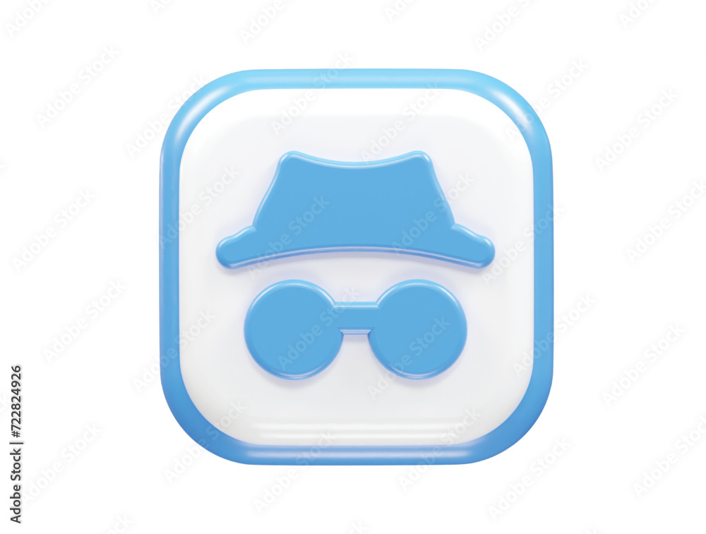 Incognito privacy icon render element 3d illustration Incognito privacy icon render element 3d illustration