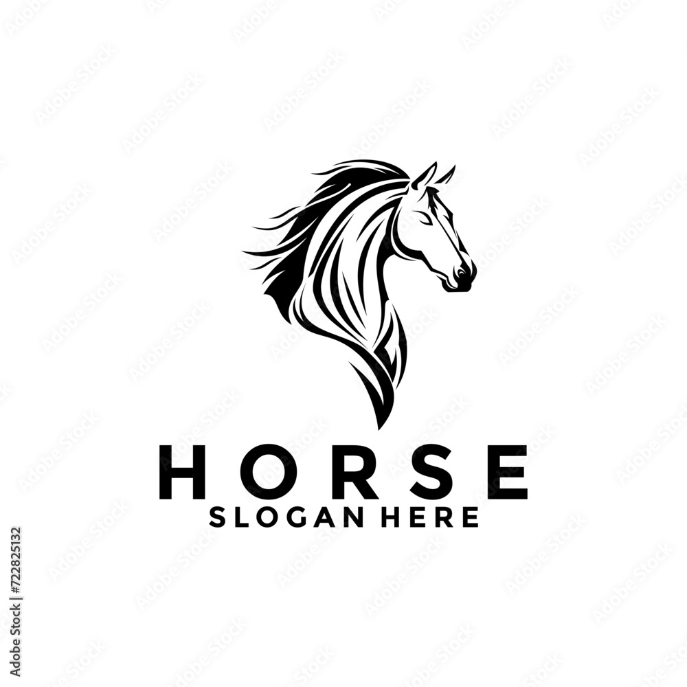 Horse Simple Elegant Logo Vector, Horse Head logo design template Horse Simple Elegant Logo Vector, Horse Head logo design template