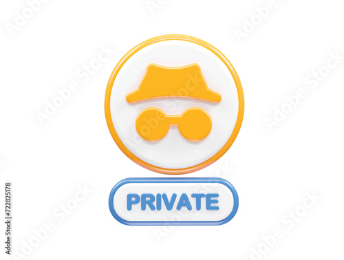 Incognito privacy icon render element 3d illustration