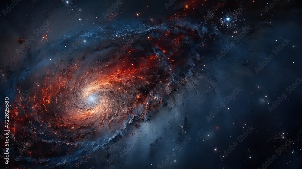 The cosmic ballet of a spiral galaxy adorned with billions of stars in the infinity of deep space, a celestial symphony unveiling the grandeur and cosmic harmony of the universe. Generated by AI.