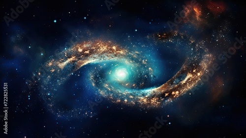 The celestial elegance of a spiral galaxy adorned with billions of stars in the infinite expanse of deep space, a cosmic marvel showcasing the grandeur and mystique of the universe. Generated by AI.
