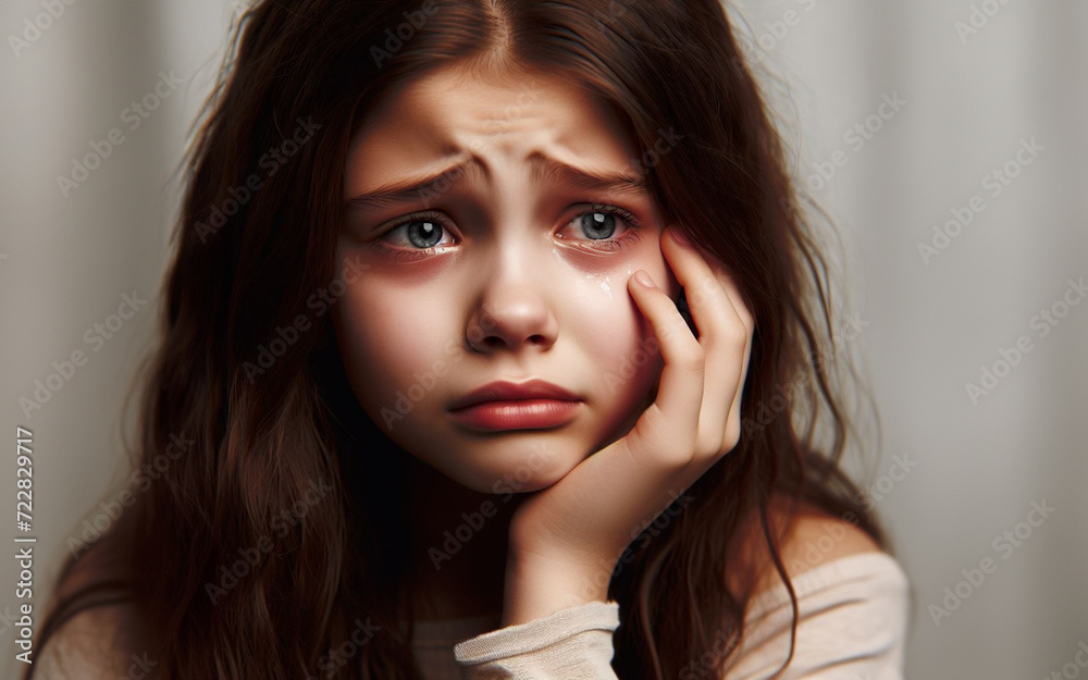 Crying, crying girl white background Crying, crying girl white background