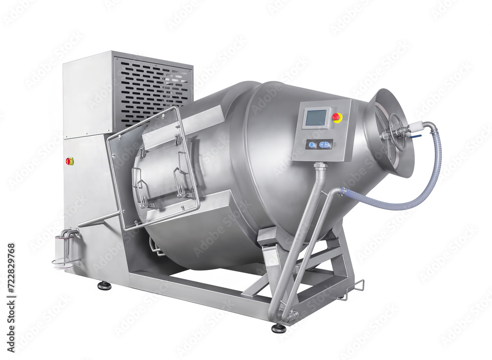 meat processing equipment, industrial vacuum massager, food production, isolated