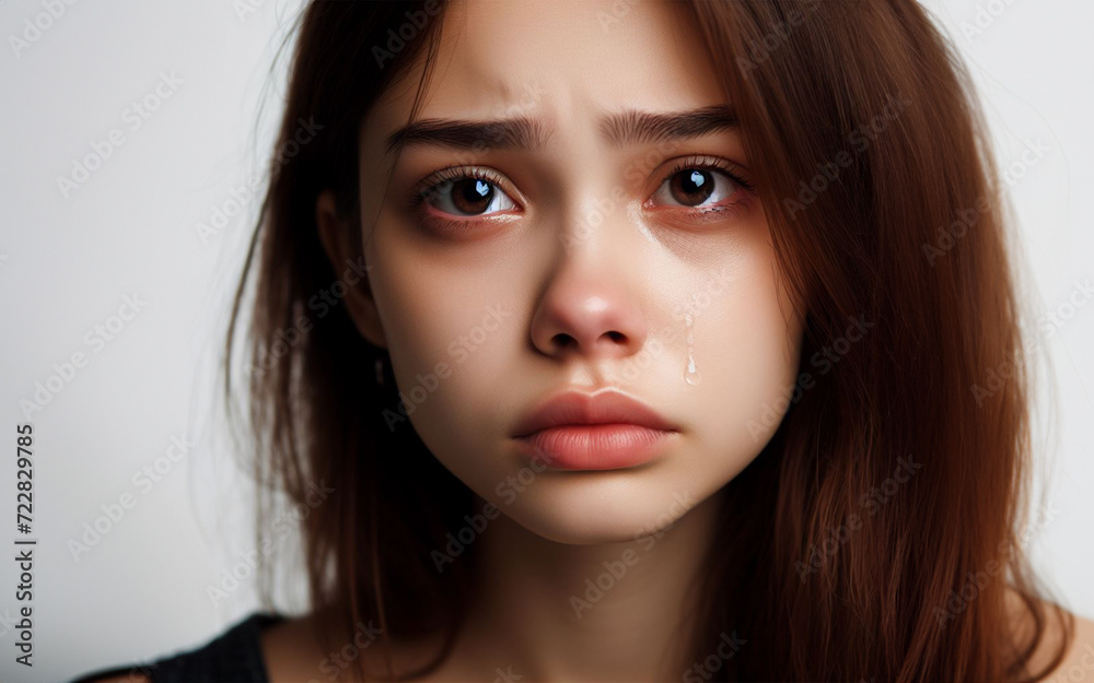 Crying, crying woman white background Crying, crying woman white background