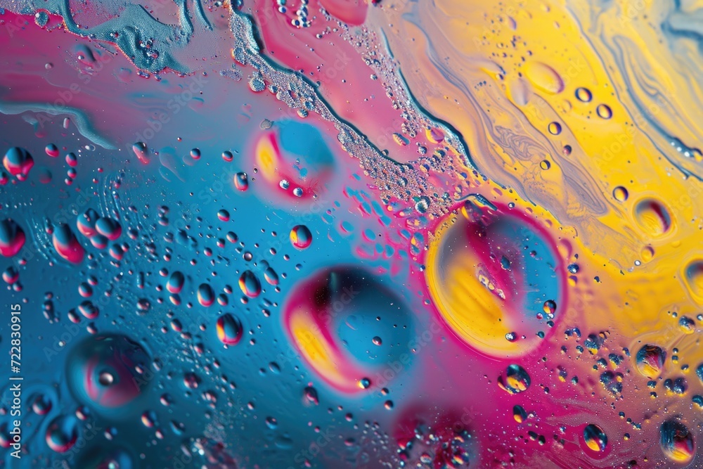Vibrant abstract art with oil water and soap