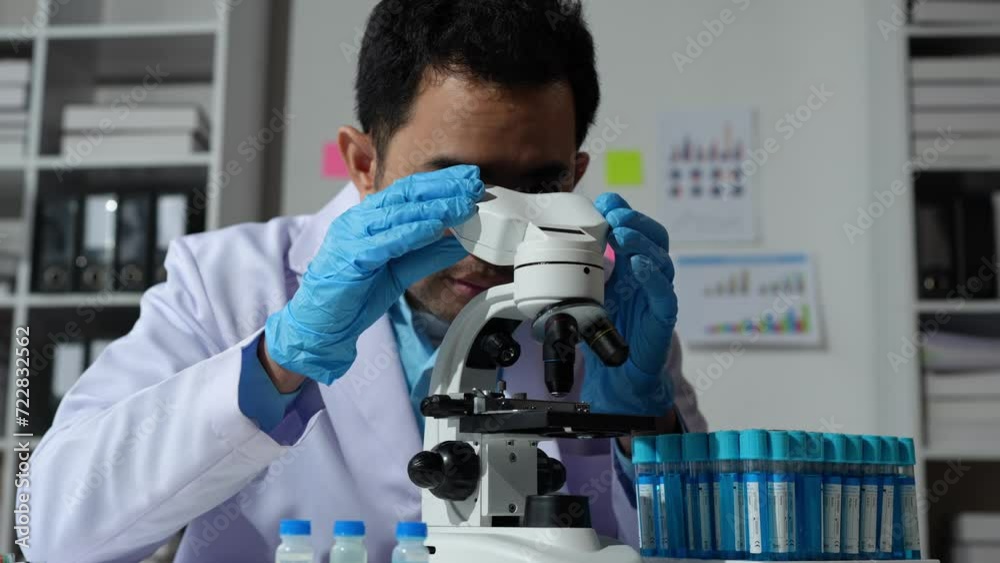Biochemical research scientists are conducting research in a medical laboratory working with microscopes for vaccine development. pharmaceutical research label Focuses on selection. Biochemical research scientists are conducting research in a medical laboratory working with microscopes for vaccine development. pharmaceutical research label Focuses on selection.