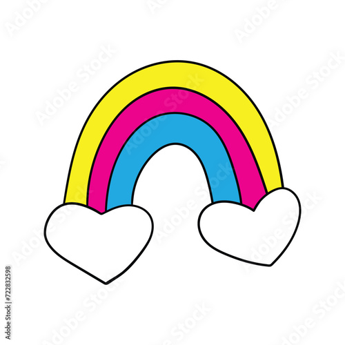 Love doodle icon. Rainbow with clouds