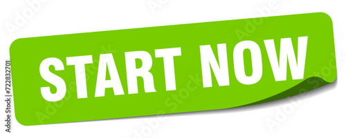 start now sticker. start now label