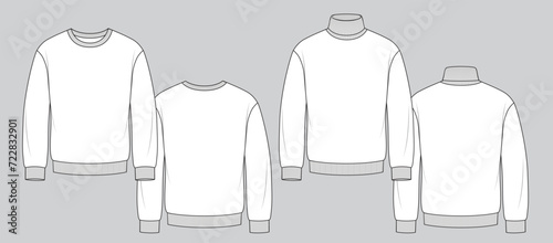 Men's basic sweater- sweater technical fashion illustration.