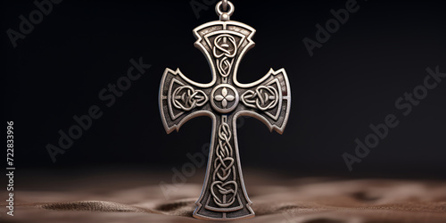 Cross pendant on a white gold chain with diamonds,,,A golden cross pendant