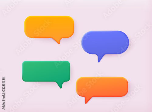 Set of 3d speak bubble. Chatting box, message box. 3D Web Vector Illustrations.