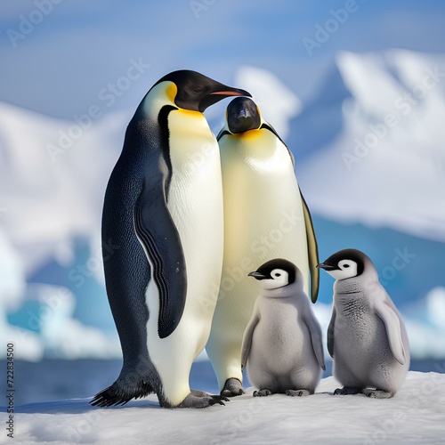 Family of penguins   photo generated with AI