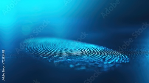 A single fingerprint is displayed on a vibrant blue background. photo