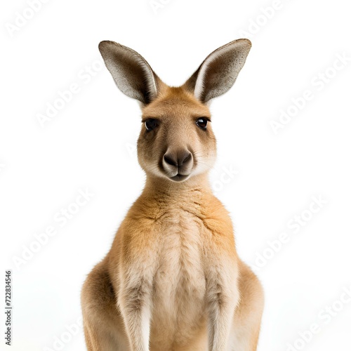 Portrait of kangaroo on white background, AI generation © Ludmyla