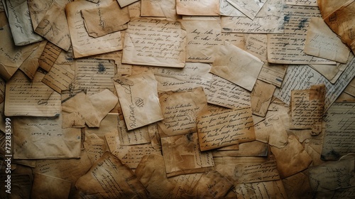 A backdrop of handwritten love letters.  photo