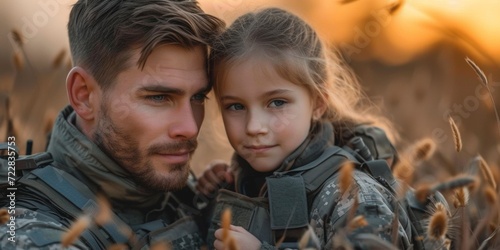 The Love of a Military Dad: Father-Daughter Bonding and Moments Outdoors in the Sunlight.