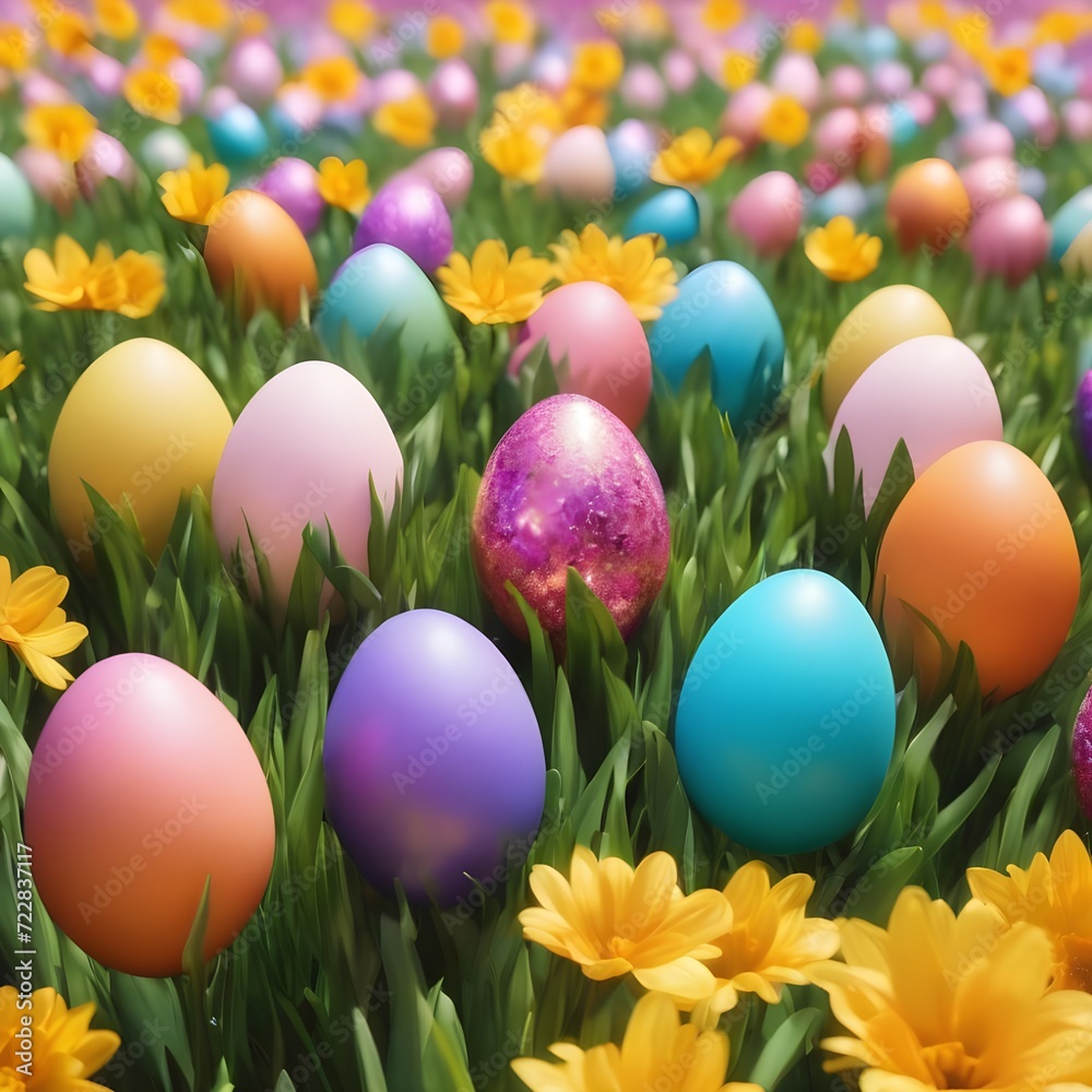 Easter Eggs in a flower field Easter Eggs in a flower field