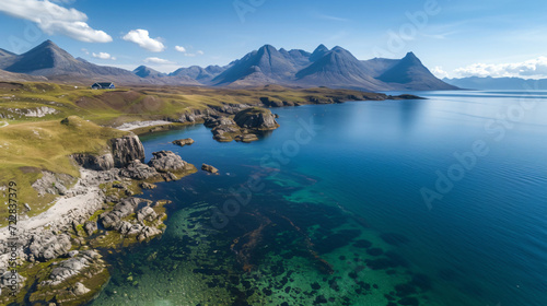 UK Scotland Algol Aerial view of shore