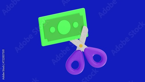 3D Animation of Money Cut with Chroma Key Background