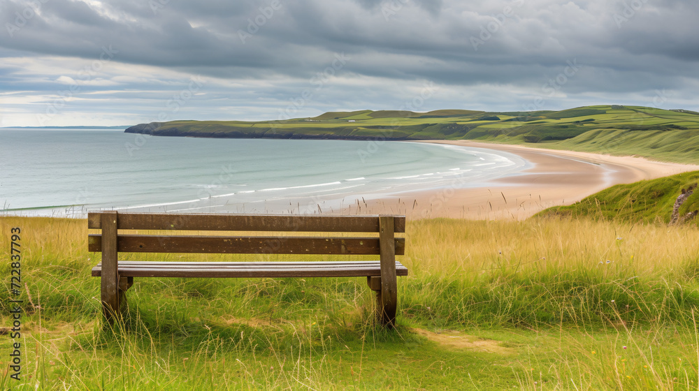 Uk Scotland empty bench overlooking saint
