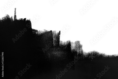 Black paint texture, painting by roller. Transparent PNG