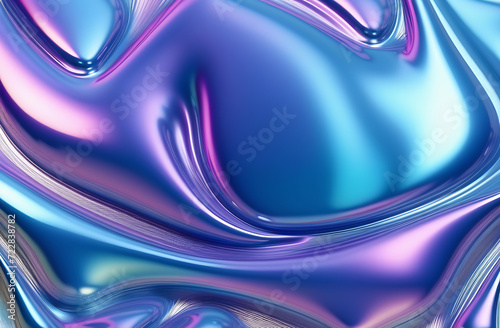 Abstract holographic metallic bright blue background, texture design