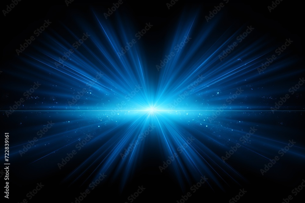 Blue light effect with bright starburst on black background vector illustration
