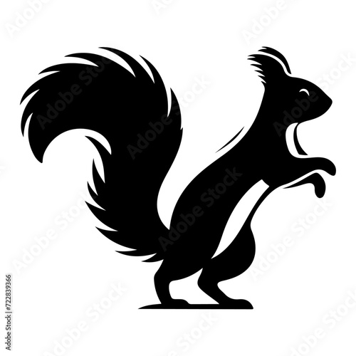 minimal squirrel vector silhouette  black color silhouette  white background