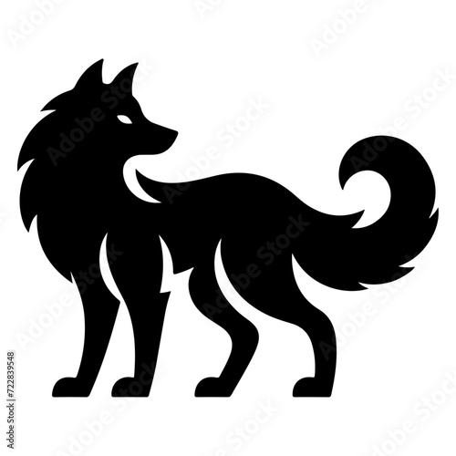 minimal wolf silhouette vector  black color silhouette  white background