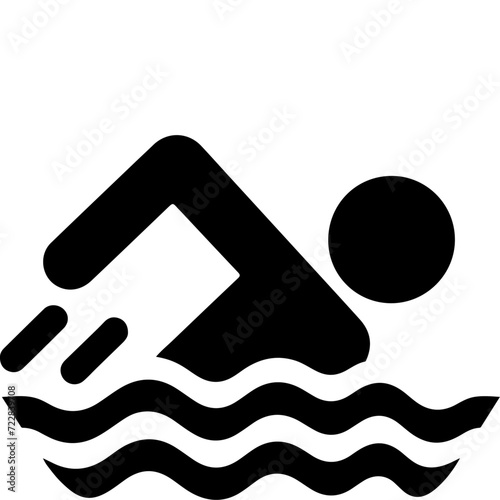 Swimming Icon, silhouette, black color silhouette