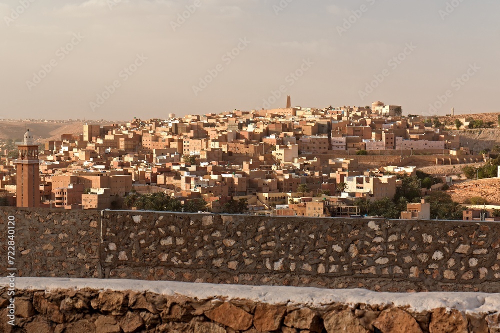 View of the town of Beni Isguen, near the town of Ghardaia. UNESCO World Heritage List. M'Zab Valley, Sahara Desert. Algeria.