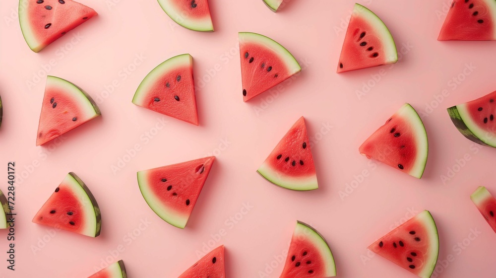 watermelon pattern on pastel color background generative ai watermelon pattern on pastel color background generative ai